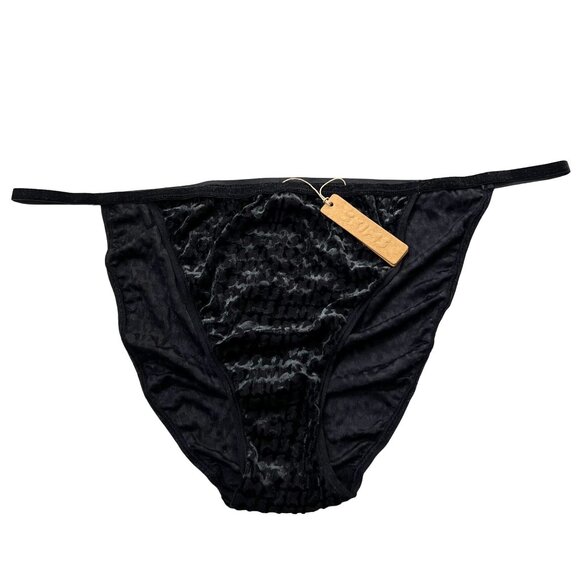 SKIMS Velvet Burnout Logo Triangle Bralette + String Bikini Brief Soot 2X - Picture 8 of 14